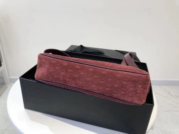 Saint Laurent Monogram All Over Camera Bag In Bordeaux Suede