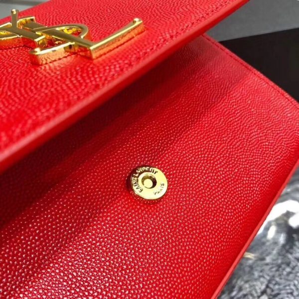 Saint Laurent Small Kate Bag In Red Grained Leather