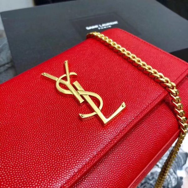 Saint Laurent Small Kate Bag In Red Grained Leather