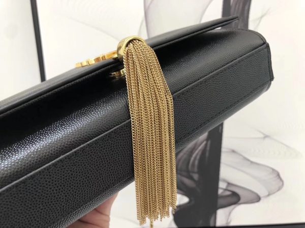 Saint Laurent Small Kate Tassel Bag In Black Grained Leather