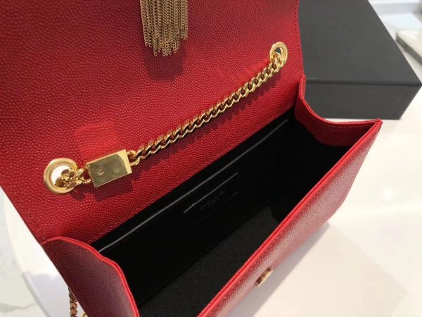 Saint Laurent Small Kate Tassel Bag In Red Grained Leather