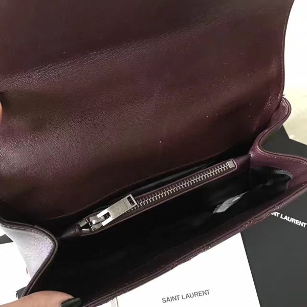 Saint Laurent Medium College Bag In Bordeaux Matelasse Leather