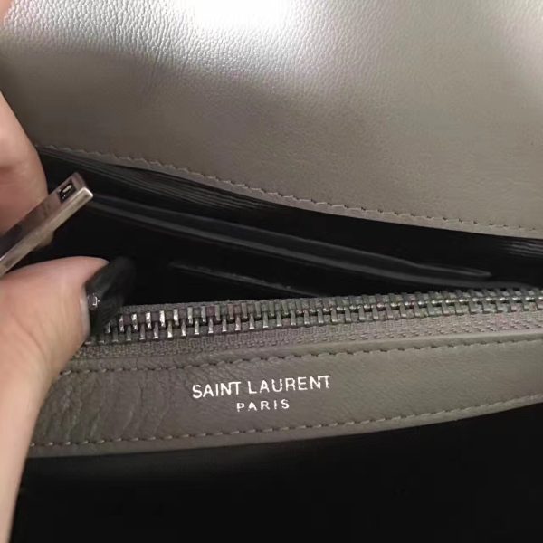 Saint Laurent Medium College Bag In Grey Matelasse Leather