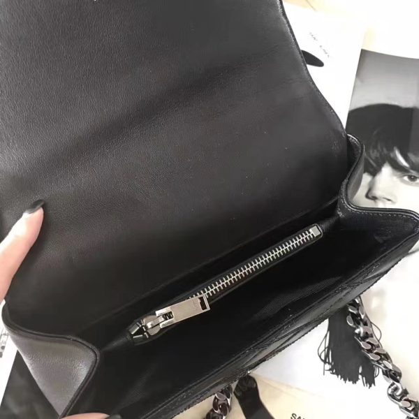 Saint Laurent Medium College Bag In Black Matelasse Leather