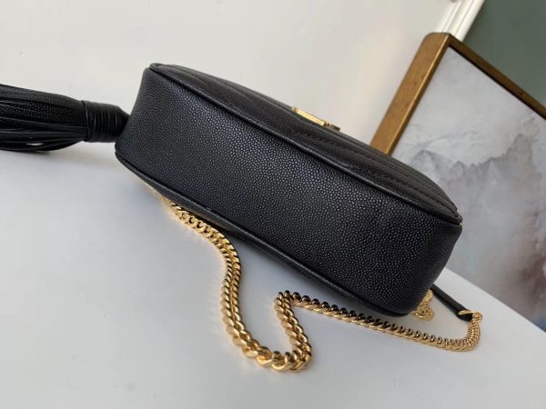 Saint Laurent Lou Mini Bag In Black Grained Leather