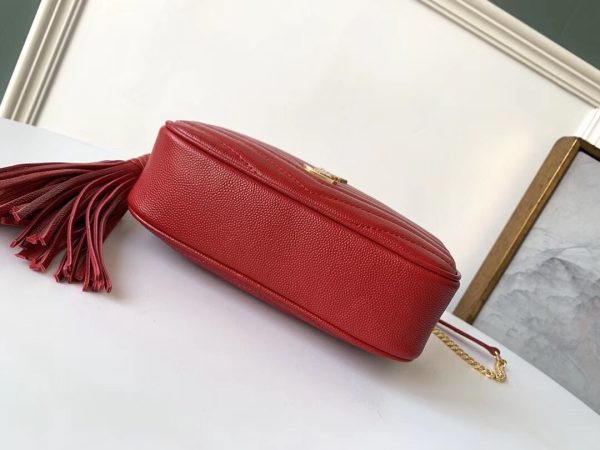 Saint Laurent Lou Mini Bag In Red Grained Leather