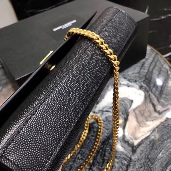 Saint Laurent Small Kate Bag In Black Grained Leather