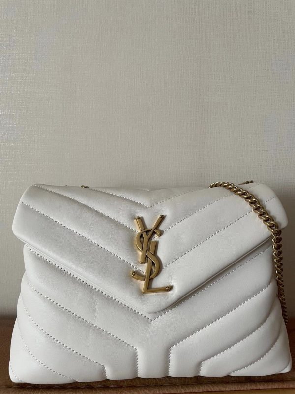 Saint Laurent Loulou Small Bag In White Matelasse Leather