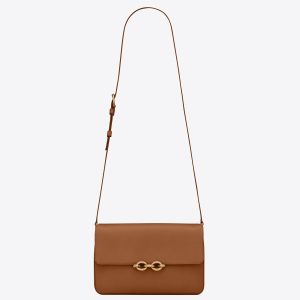 Saint Laurent Le Maillon Bag In Brown Calfskin