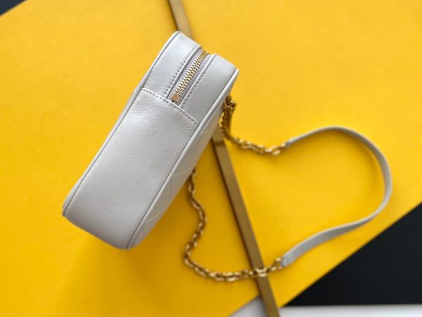 Saint Laurent Le Maillon Small Chain Bag In White Lambskin