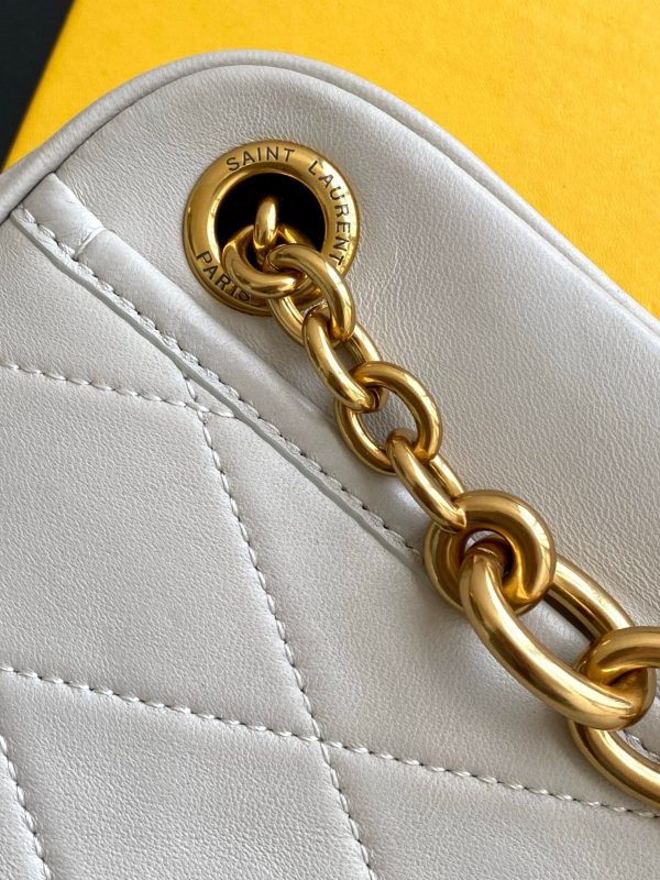 Saint Laurent Le Maillon Small Chain Bag In White Lambskin