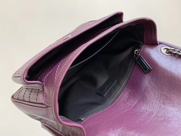 Saint Laurent Medium Niki Bag In Prunia Crinkled Leather