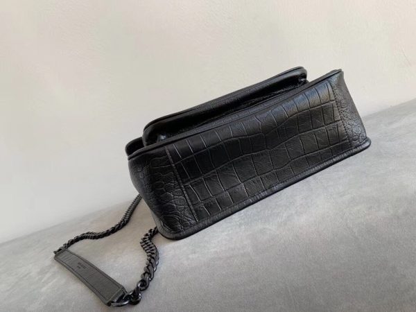 Saint Laurent Medium Niki Bag In Black Crocodile Embossed Leather