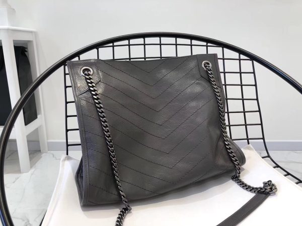 Saint Laurent Medium Niki Shopping Bag In Storm Leather