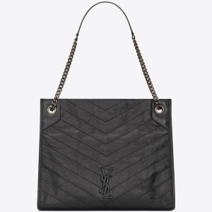 Saint Laurent Medium Niki Shopping Bag In Storm Leather