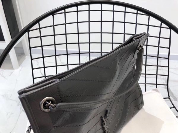 Saint Laurent Medium Niki Shopping Bag In Storm Leather