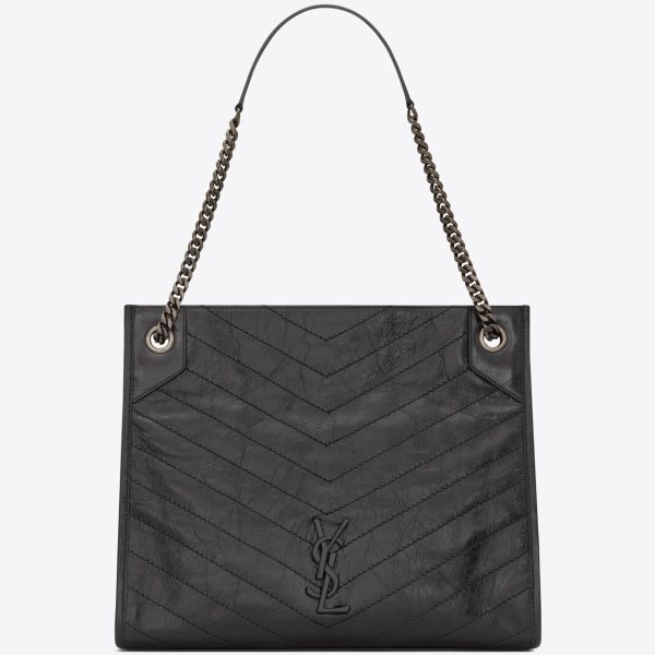 Saint Laurent Medium Niki Shopping Bag In Storm Leather